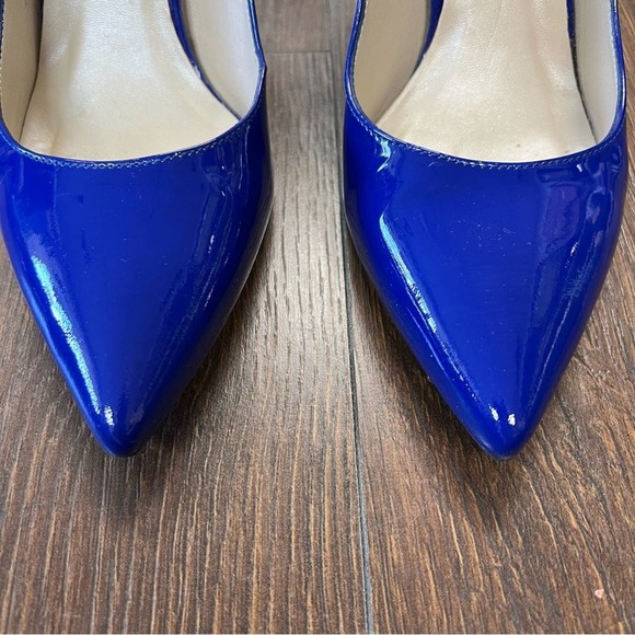Karen Mullen Blue patent pointed toe pump SZ 38 - Picture 2 of 10